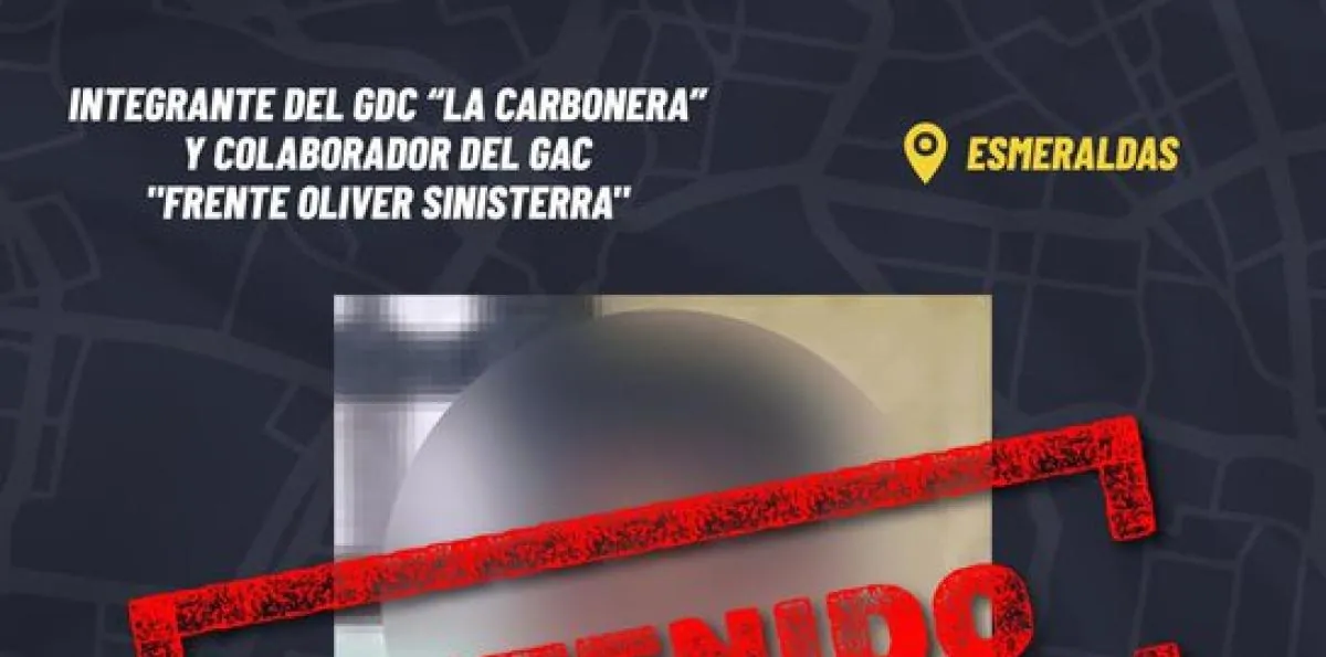 Capturan a alias 'Hamilton', quien sería colaborador del Frente Óliver Sinisterra en Esmeraldas