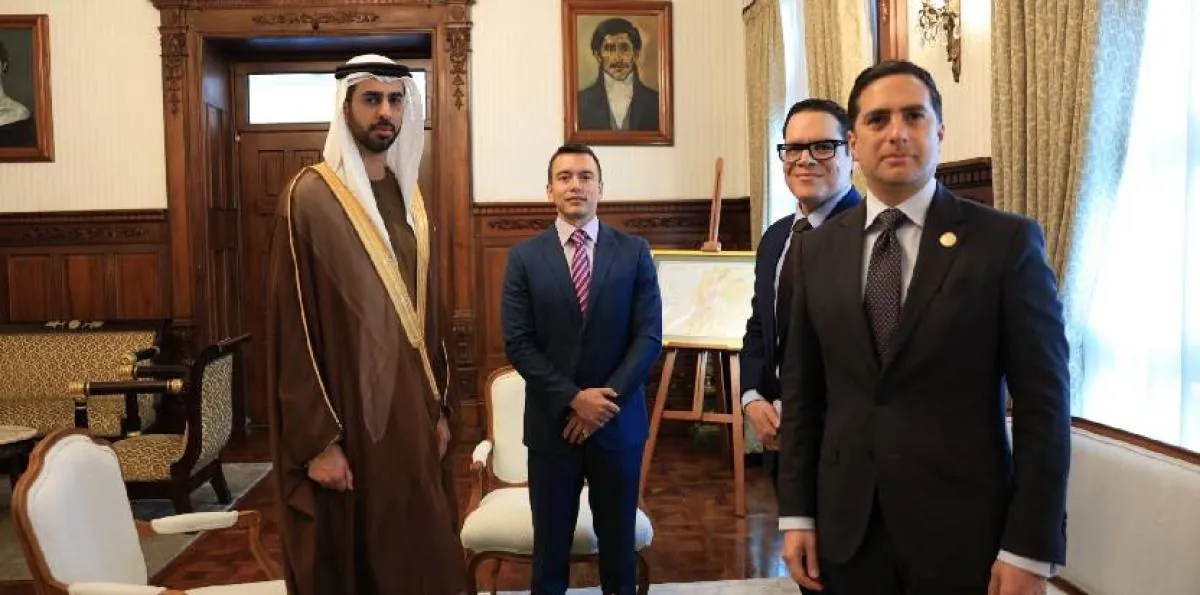 Daniel Noboa recibe al ministro de Inteligencia Artificial de Emiratos Árabes Unidos y establecen hoja de ruta