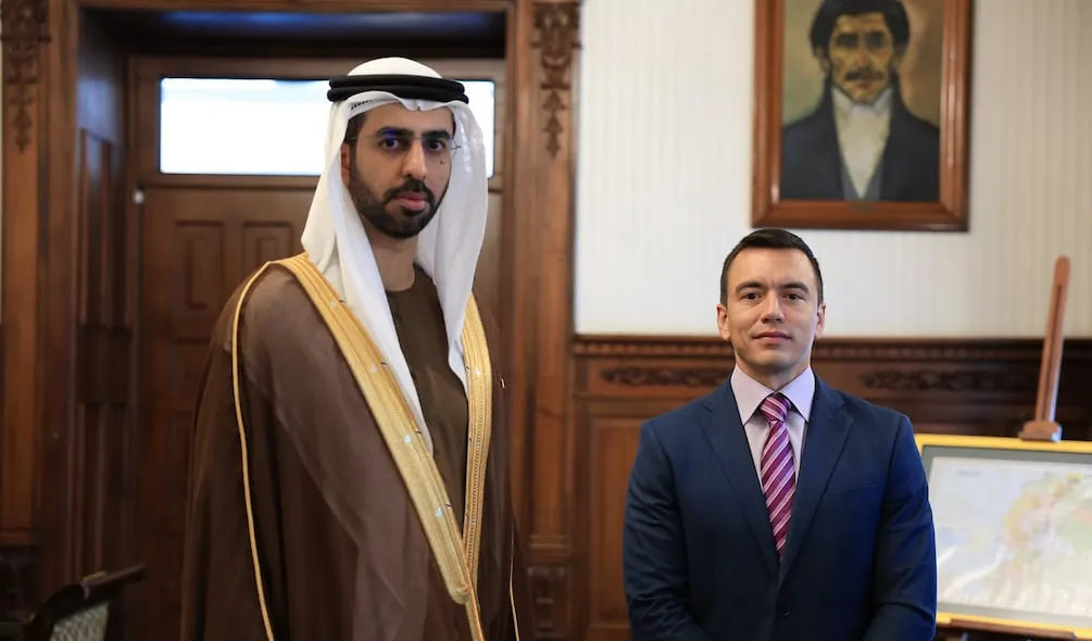Daniel Noboa y ministro de Emiratos Árabes Unidos acuerdan fortalecer cooperación en inteligencia artificial